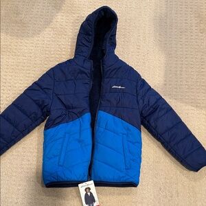 Eddie Bauer Kids' Navy and Blue Puffer Jacket Size 10-12 NWT